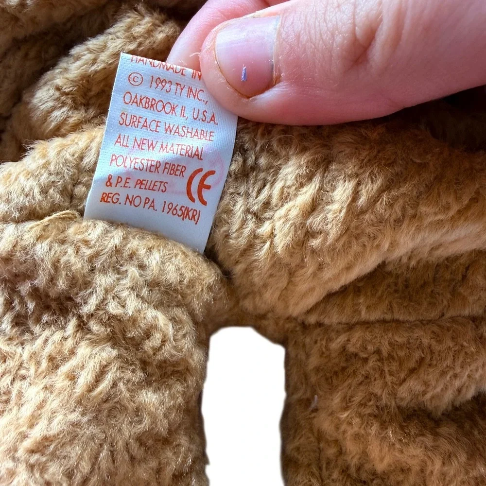 Ty Beanie Baby Curly the Bear Brown Plush 1996 Retired Vintage PE Pellets Tagged